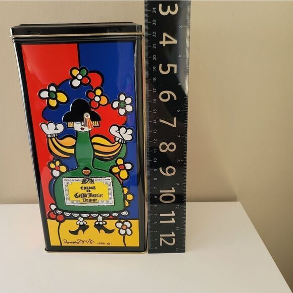 Vintage Tin 1990 Grand Marnier Container Art Artist Romero Britto #1026 - Picture 9 of 16